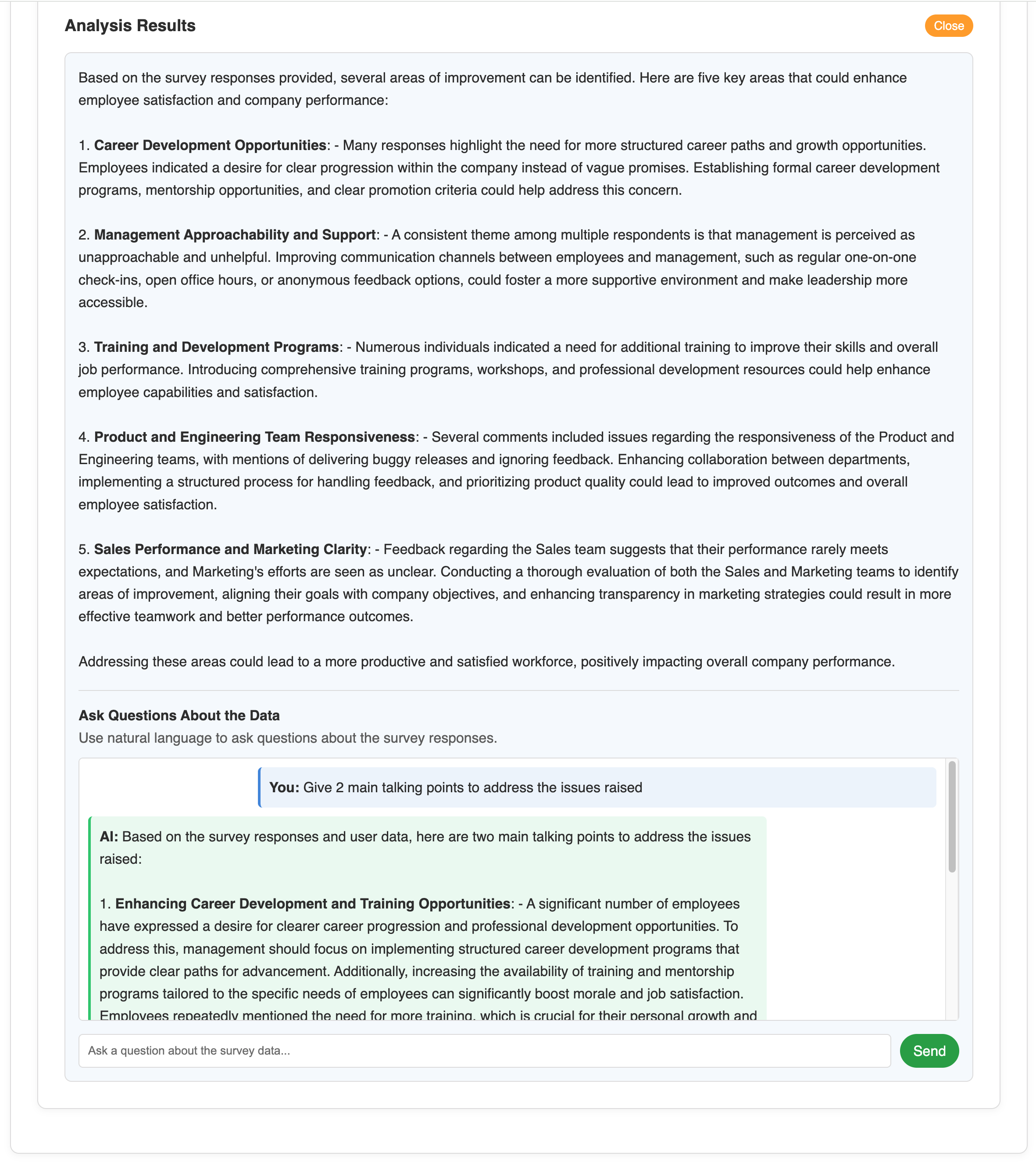 Use Natural Language to dive deeper into the insights